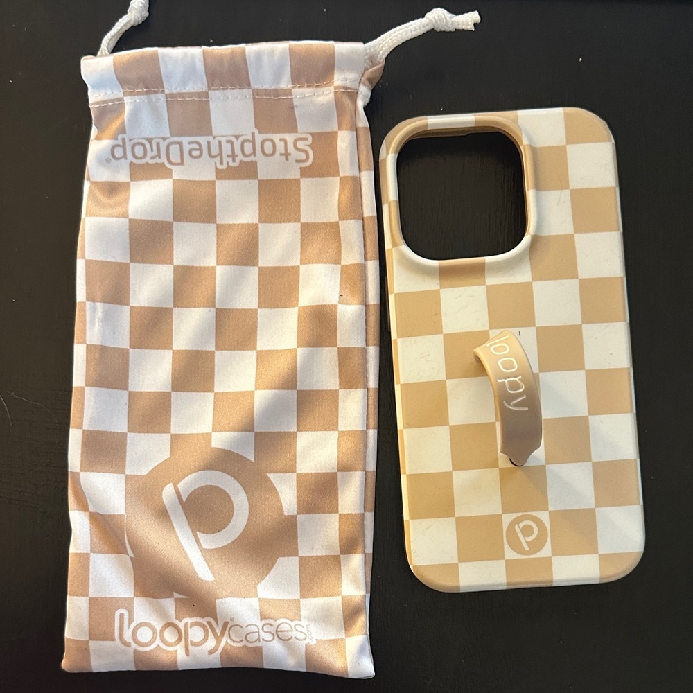 Loopy Case Tan Checkered Phone Case